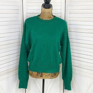 Vylette Bauble Stich Crew Neck Crop Sweater Green Juniors Large Pullover